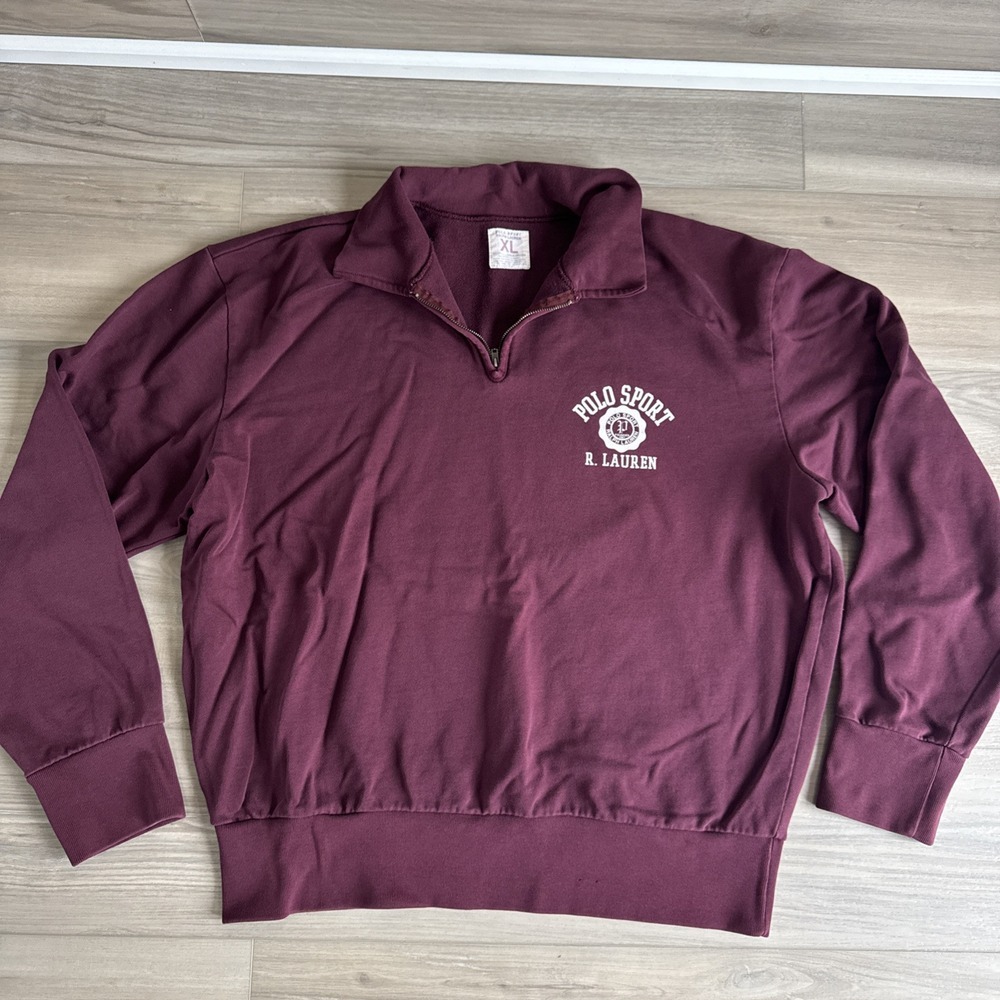 Mens Ralph lauren Polo Sport 1/4 Zip‎ pullover Sweater XL Red Maroon Burgundy